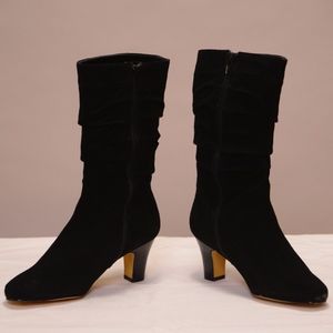Real suede, scrunch mid-calve boots - NEVER WORN